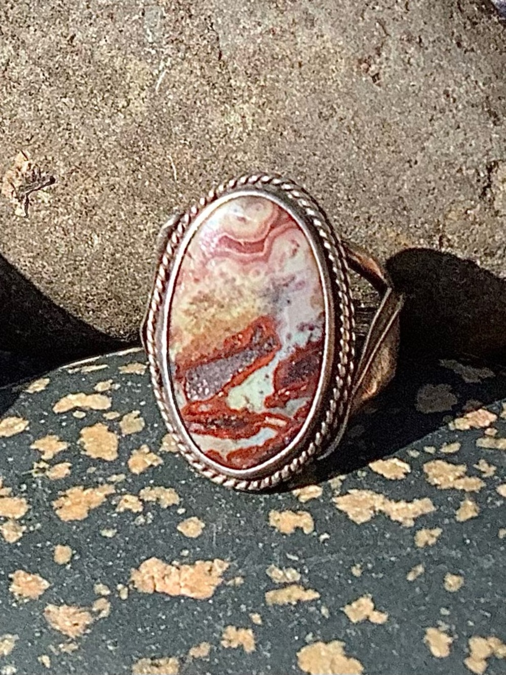 Red Agate Sterling Ring